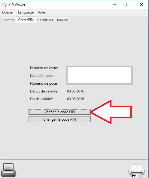Tester le code PIN de la carte d'identité électronique