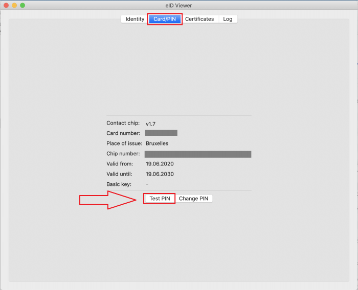 Tester le code PIN de la carte d'identité électronique sous MacOS